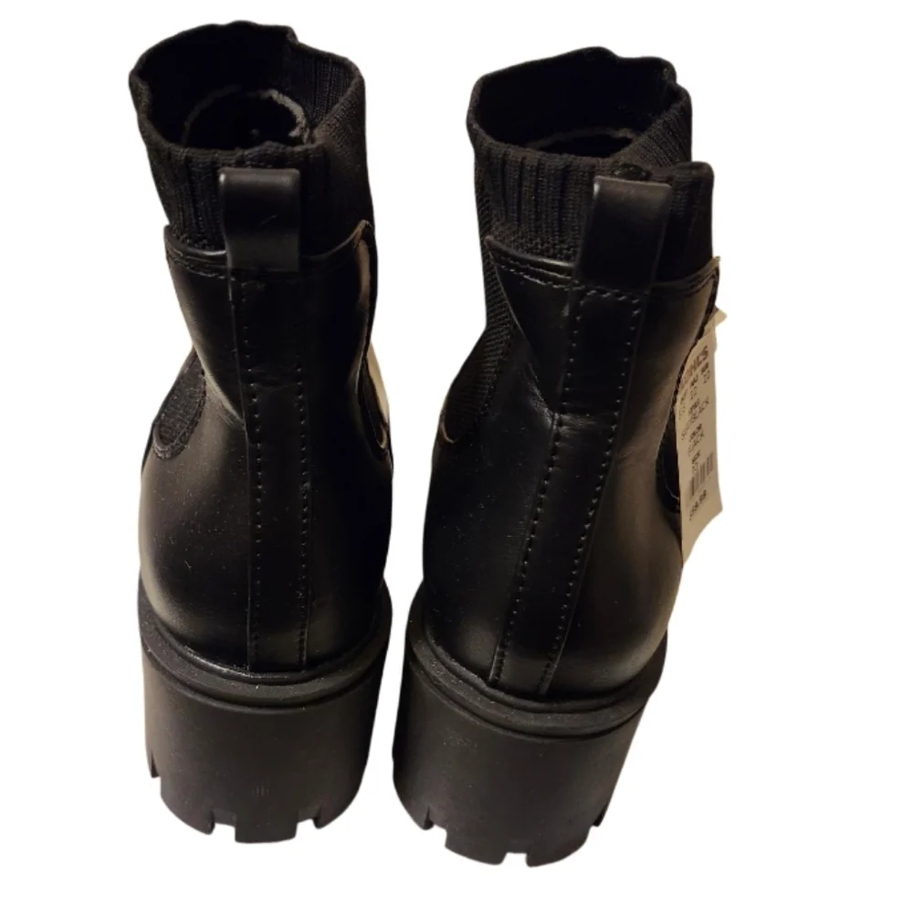 NWT SO Vegan Sugi Women's Chelsea Combat Style Boots 10 Black